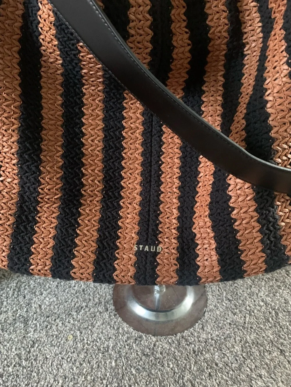 STAUD Perry Striped Woven Hobo Bag with Leather Straps - Picture 2 of 9